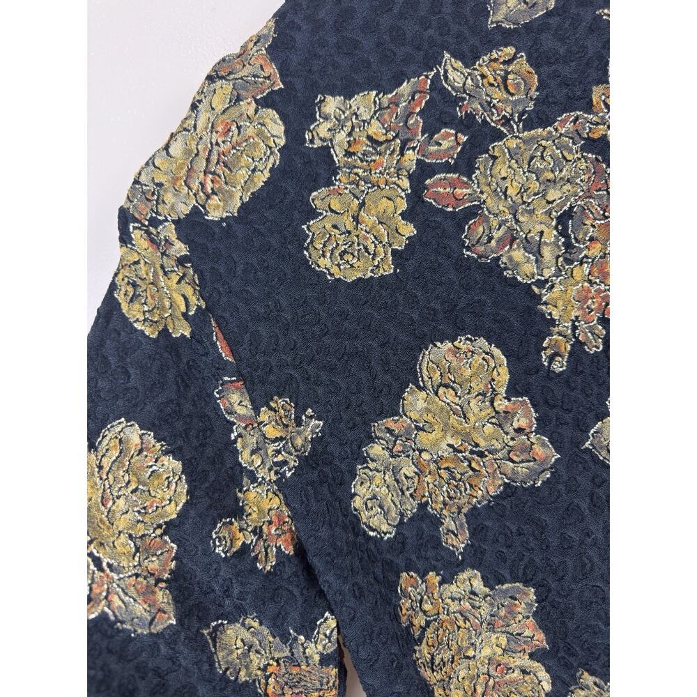 Coldwater Creek Black Gold Metallic Button Down Soft Blouse Women’s Flowy Size M - Picture 7 of 13